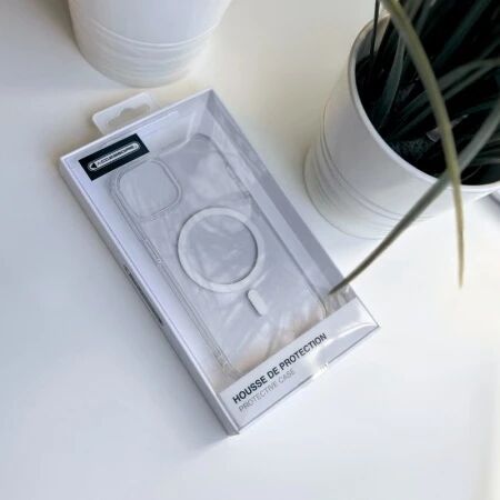 Housse-coque silicone MAGSAFE qualité supérieure iPhone 12/12 Pro (Boite/blister) transparent