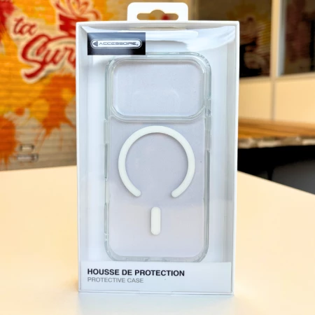 Housse-coque silicone MAGSAFE qualité supérieure iPhone 17 Pro Max (Boite/blister) transparent
