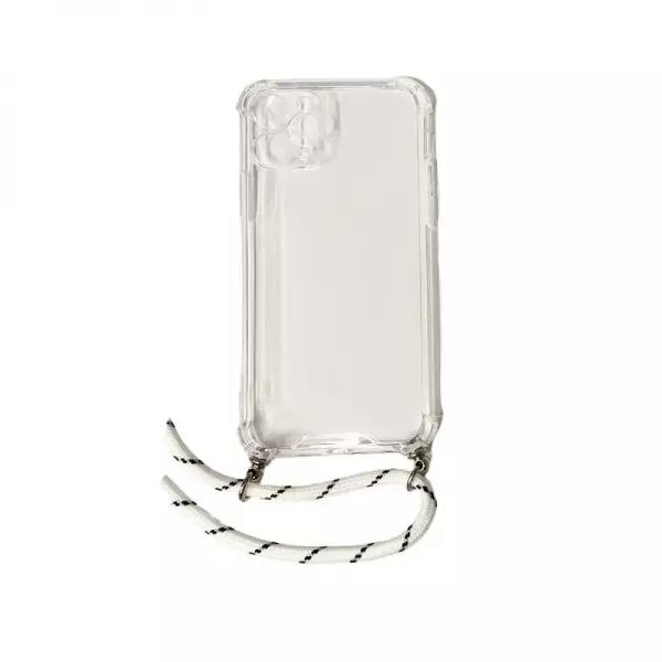 Housse de protection silicone pour Iphone 11 Pro avec cordon (Boite/BLISTER) blanc transparent