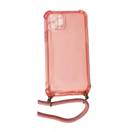 Housse de protection silicone pour Iphone 11 Pro avec cordon (Boite/BLISTER) rose transparent