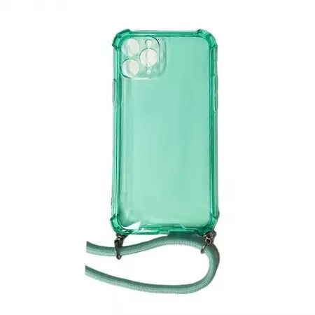 Housse de protection silicone pour Iphone 11 Pro avec cordon (Boite/BLISTER) vert transparent