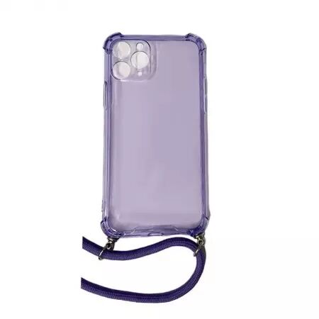 Housse de protection silicone pour Iphone 11 Pro avec cordon (Boite/BLISTER) violet transparent