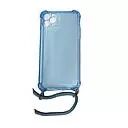 Housse de protection silicone pour Iphone 11 Pro Max avec cordon (Boite/BLISTER) bleu transparent