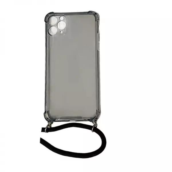 Housse de protection silicone pour Iphone 11 Pro Max avec cordon (Boite/BLISTER) noir transparent