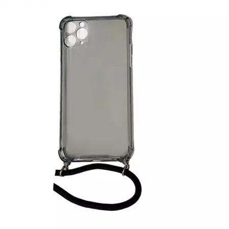 Housse de protection silicone pour Iphone 11 Pro Max avec cordon (Boite/BLISTER) noir transparent