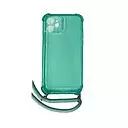 Housse de protection silicone pour Iphone 12 avec cordon (Boite/BLISTER) vert transparent
