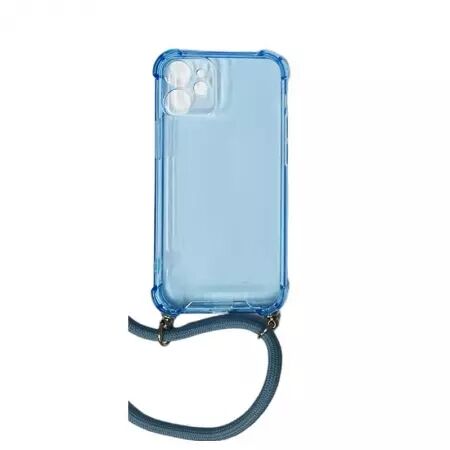 Housse de protection silicone pour Iphone 12 Mini avec cordon (Boite/BLISTER) bleu transparent