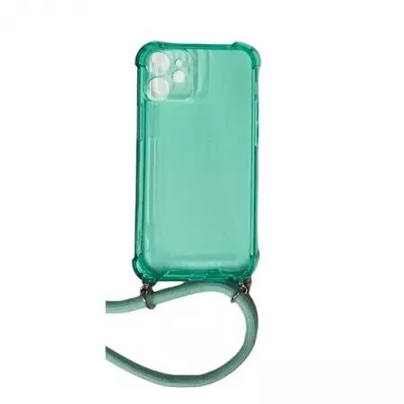 Housse de protection silicone pour Iphone 12 Mini avec cordon (Boite/BLISTER) vert transparent