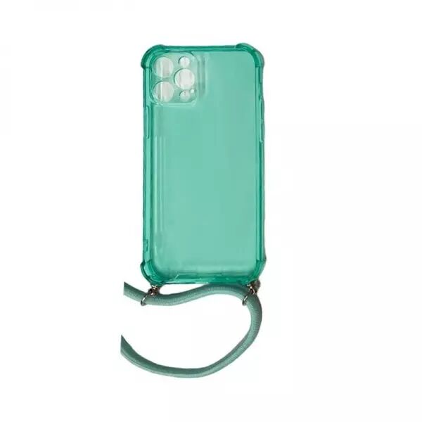 Housse de protection silicone pour Iphone 12 Pro avec cordon (Boite/BLISTER) vert transparent