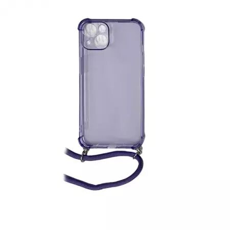 Housse de protection silicone pour Iphone 13 avec cordon (Boite/BLISTER) violet transparent