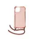 Housse de protection silicone pour Iphone 13 Mini avec cordon (Boite/BLISTER) rose transparent