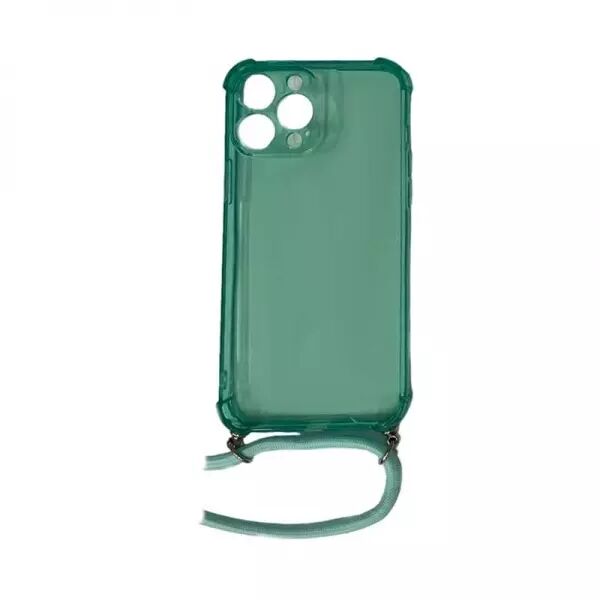 Housse de protection silicone pour Iphone 13 Pro Max avec cordon (Boite/BLISTER) vert transparent