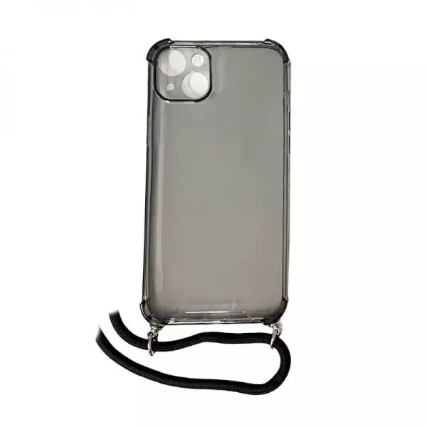 Housse de protection silicone pour Iphone 14 Plus avec cordon (Boite/BLISTER) noir transparent