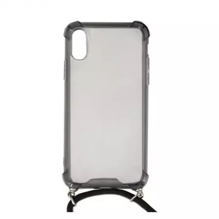 Housse de protection silicone pour Iphone X/XS avec cordon (Boite/BLISTER) noir transparent