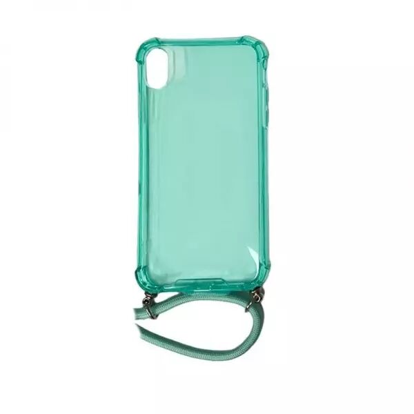 Housse de protection silicone pour Iphone XR avec cordon (Boite/BLISTER) vert transparent
