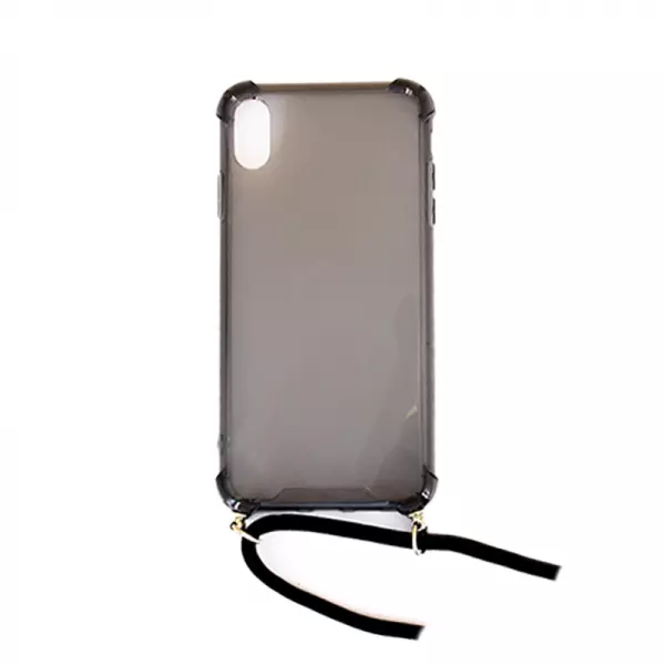 Housse de protection silicone pour Iphone XS Max avec cordon (Boite/BLISTER) noir transparent