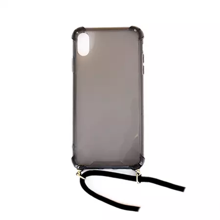 Housse de protection silicone pour Iphone XS Max avec cordon (Boite/BLISTER) noir transparent