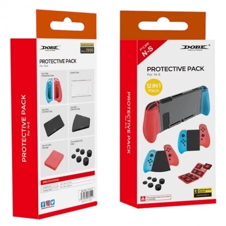 Kit d\'accessoires 12pcs protection, rangement et support manette pour Nintendo Switch DOBE TNS-0162 (Boite/blister)