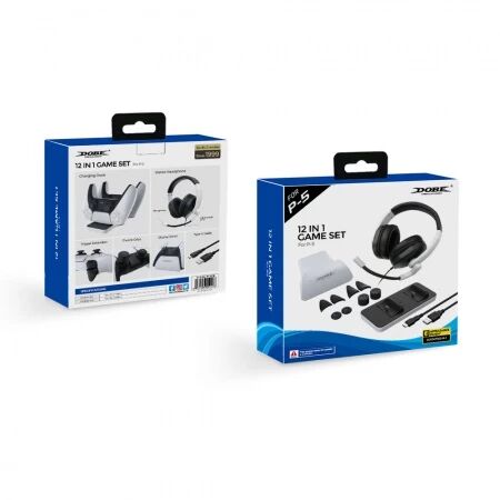 Kit d\'accessoires 12pcs support charge manette, casque et protection pour PlayStation 5 / PS5 DOBE TP5-0578B (Boite/blister)