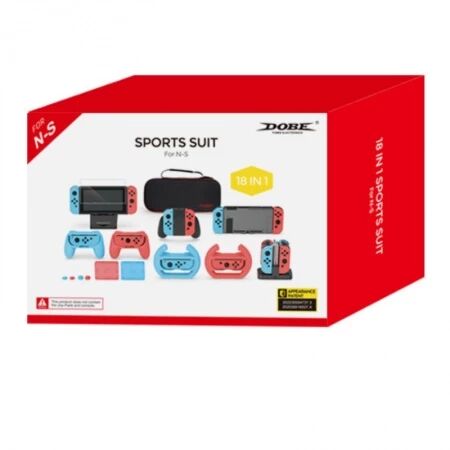 Kit d\'accessoires 18pcs support charge manette, protection et manette pour Nintendo Switch DOBE TNS-2165 (Boite/blister)