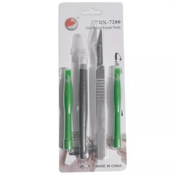 Kit de 3 outils de r�paration (pince fine, spatule et scalpel) BAKU BK-7280-B