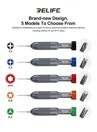 Kit de 5 tournevis de pr&eacute;cision &agrave; t&ecirc;te rotative RELIFE RL-717A
