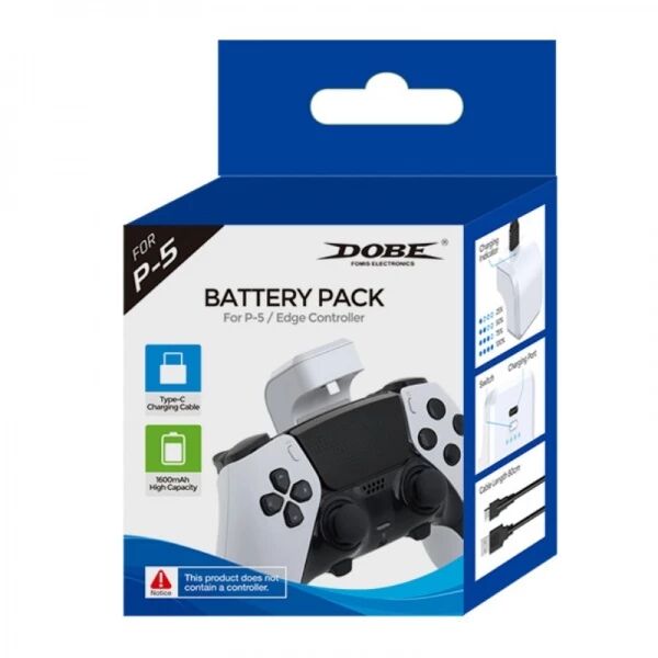 Kit de batterie externe � clip arri�re pour manette PlayStation 5 / PS5 / manette Elite DOBE TP5-3503 (Boite/blister) blanc