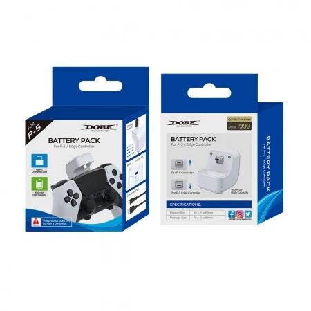 Kit de batterie externe à clip arrière pour manette PlayStation 5 / PS5 / manette Elite DOBE TP5-3503 (Boite/blister) blanc