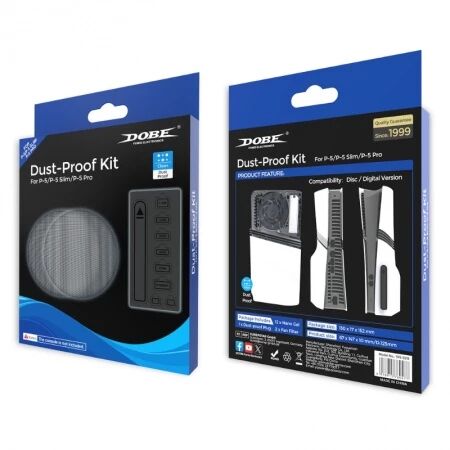 Kit de protection anti-poussi&egrave;re pour PlayStation 5 / PS5 / PlayStation 5 Slim / PS5 Slim / PlayStation 5 Pro / PS5 Pro DOBE TP5-5519