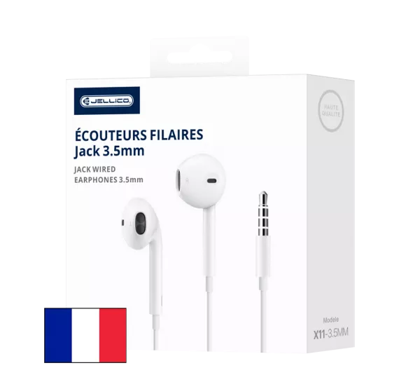 Kit pieton (Jack) avec micro JELLICO X11(Boite/blister) blanc