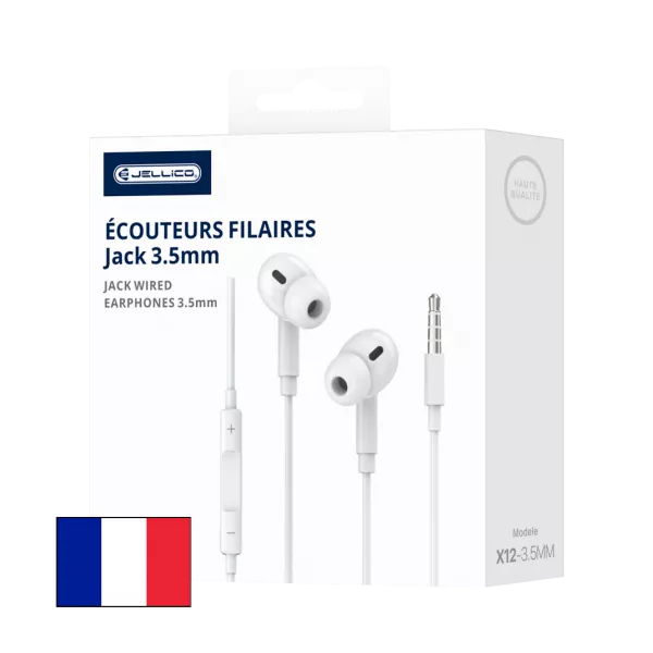 Kit pieton (Jack) avec micro JELLICO X12 (Boite/blister) blanc