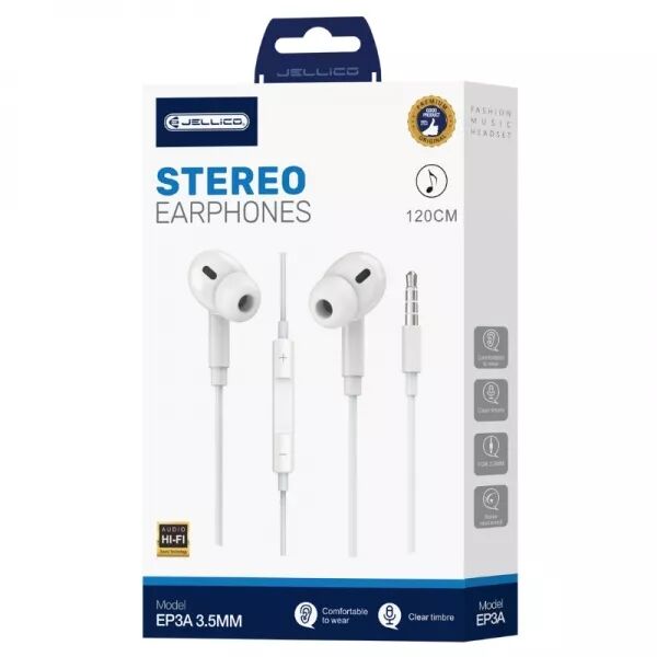 Kit pieton intra-auriculaire (Lightning) avec micro JELLICO EP3A (Boite/blister) blanc