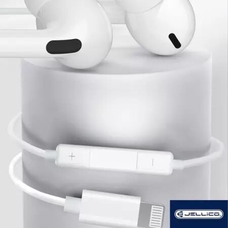 Kit pieton intra-auriculaire (Lightning) avec micro JELLICO X12 (Boite/BLISTER) blanc
