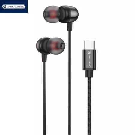 Kit pieton intra-auriculaire (USB-C/Type C) avec micro JELLICO CT-36 (Boite/blister) noir