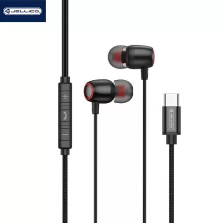 Kit pieton intra-auriculaire (USB-C/Type C) avec micro JELLICO CT-36 (Boite/blister) noir
