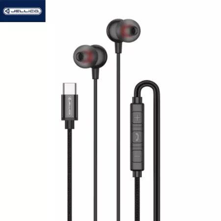 Kit pieton intra-auriculaire (USB-C/Type C) avec micro JELLICO CT-36 (Boite/blister) noir