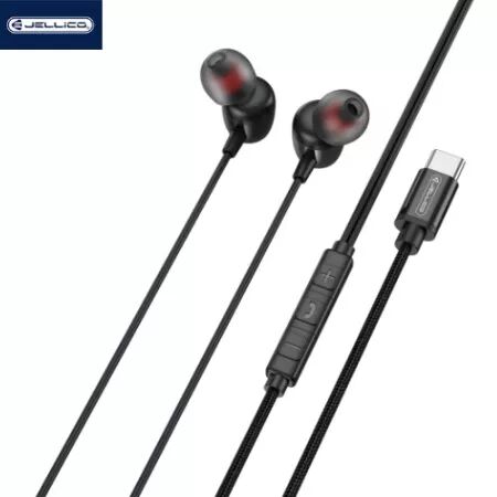 Kit pieton intra-auriculaire (USB-C/Type C) avec micro JELLICO CT-36 (Boite/blister) noir