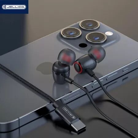 Kit pieton intra-auriculaire (USB-C/Type C) avec micro JELLICO CT-36 (Boite/blister) noir