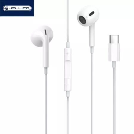 Kit pieton intra-auriculaire (USB-C/Type C) avec micro JELLICO X14 (Boite/BLISTER) blanc