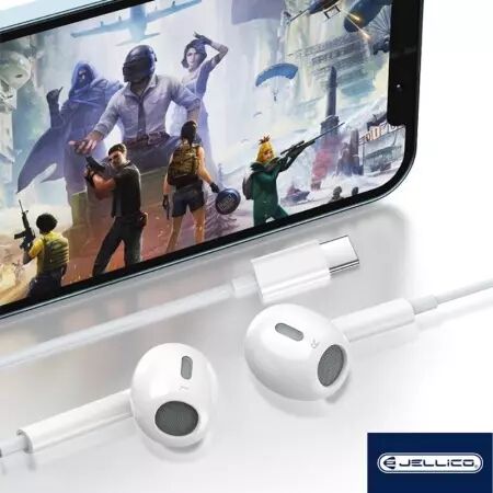 Kit pieton intra-auriculaire (USB-C/Type C) avec micro JELLICO X14 (Boite/BLISTER) blanc