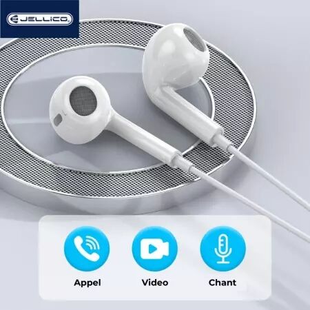 Kit pieton intra-auriculaire (USB-C/Type C) avec micro JELLICO X14 (Boite/BLISTER) blanc