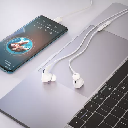 Kit pieton intra-auriculaire (USB-C/Type C) HOCO M1 Pro (Boite/BLISTER) non compatible Samsung blanc