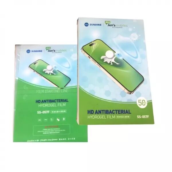 Lot de 10 films de protection \ hydrogel\  SUNSHINE SS-057F ANTI STRESS / ANTI BACTERIEN pour smartphones (Boite/BLISTER)