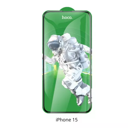 Lot de 10 films de protection en verre trempé 5D avec cadre noir HOCO G16 Guardian Shield pour iPhone 15 (Boite/BLISTER)