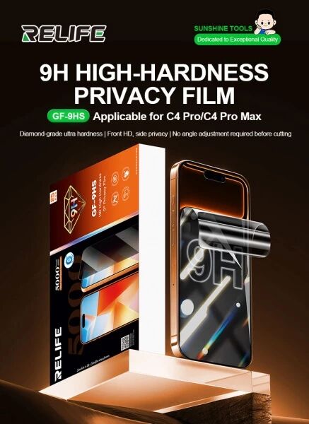 Lot de 25 films \ hydrogel\  effet priv� RELIFE GF-9HS HD 9H pour machine Sunshine C4 Pro / C4 Pro Max