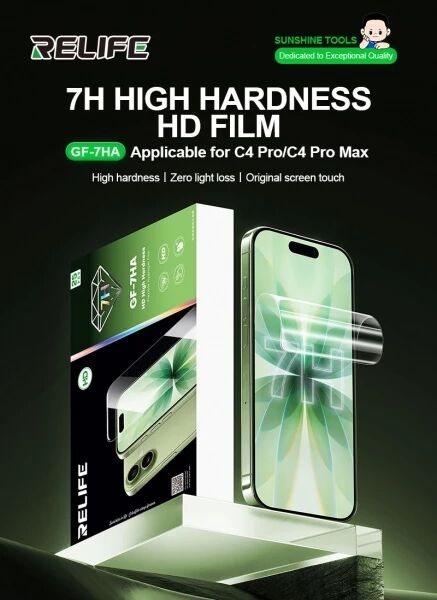 Lot de 25 films \ hydrogel\  haute transparence RELIFE GF-7HA HD pour machine Sunshine C4 Pro / C4 Pro Max