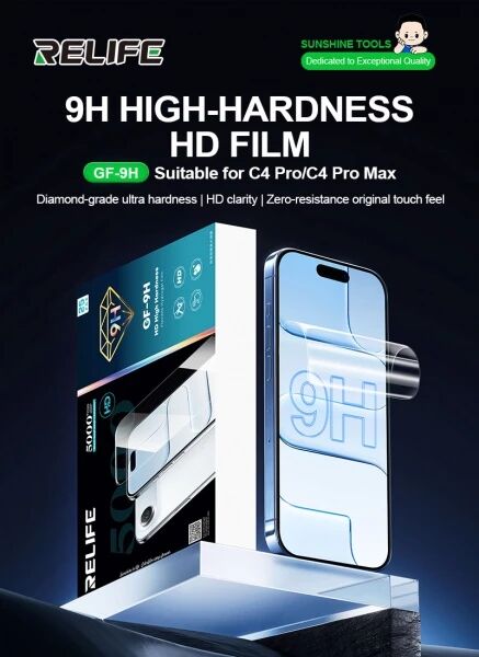 Lot de 25 films \ hydrogel\  ultra transparent RELIFE GF-7HS HD 7H pour machine Sunshine C4 Pro / C4 Pro Max
