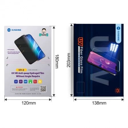 Lot de 25 films \ hydrogel\  UV HD effet priv&eacute; avec lampe UV SUNSHINE UV-2 pour smartphones