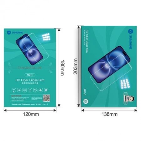 Lot de 25 films \ hydrogel\  UV HD haute protection avec lampe UV SUNSHINE UV-1 pour smartphones