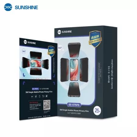 Lot de 25 films de protection \ hydrogel\  effet privé SUNSHINE SS-075FS 360° pour smartphones